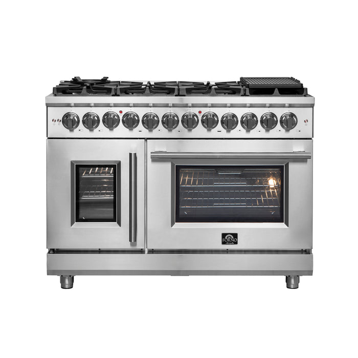 Forno Massimo 48-Inch Freestanding French Door Dual Fuel Range, 8 Burners, True Convection Oven