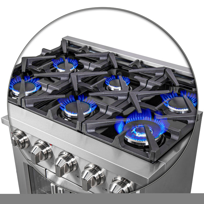 Forno Massimo 36-Inch Freestanding French Door Gas Range, 6 Burners, Convection Oven, Energy Efficient