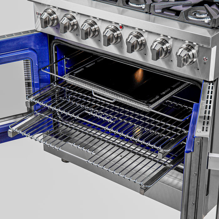 Forno Massimo 36-Inch Freestanding French Door Gas Range, 6 Burners, Convection Oven, Energy Efficient