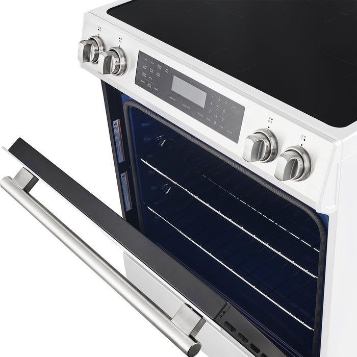 Forno Donatello Espresso 30-Inch Slide-In White Induction Range, Convection Oven, 5 Cooking Zones, Touch Control Panel