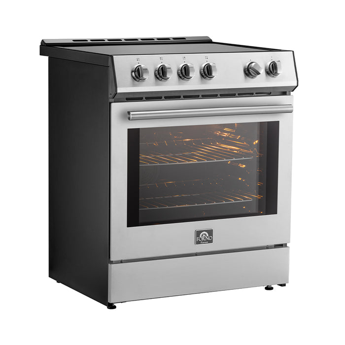 Forno Leonardo Espresso 30-Inch Slide-In White Induction Range, Convection Oven, 5 Cooking Zones, Touch Control Panel