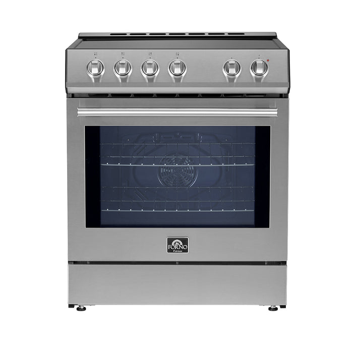 Forno Leonardo Espresso 30-Inch Slide-In White Induction Range, Convection Oven, 5 Cooking Zones, Touch Control Panel