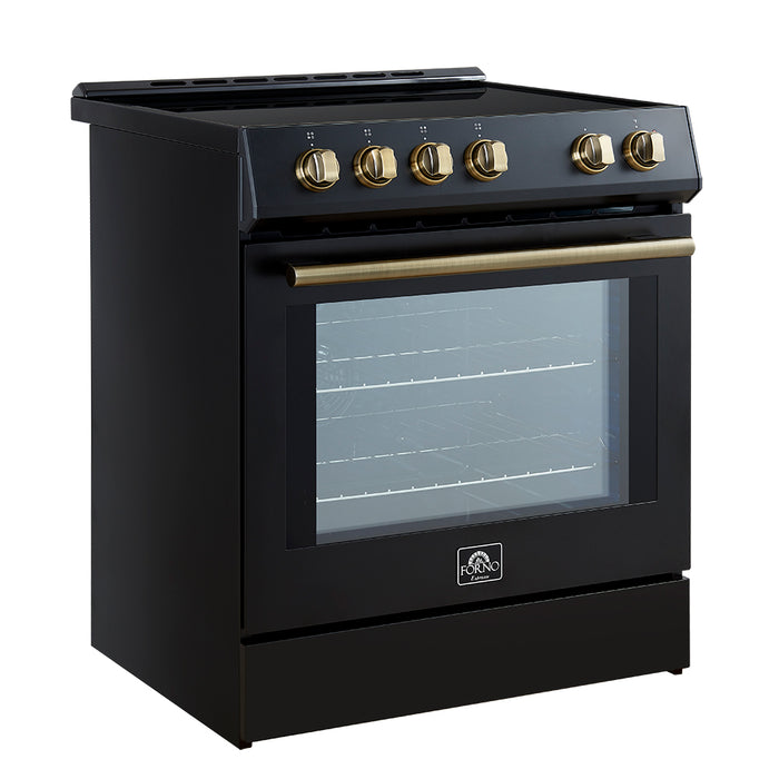 Forno Leonardo Espresso 30-Inch Slide-In Black Induction Range, Convection Oven, 5 Cooking Zones, Touch Control Panel