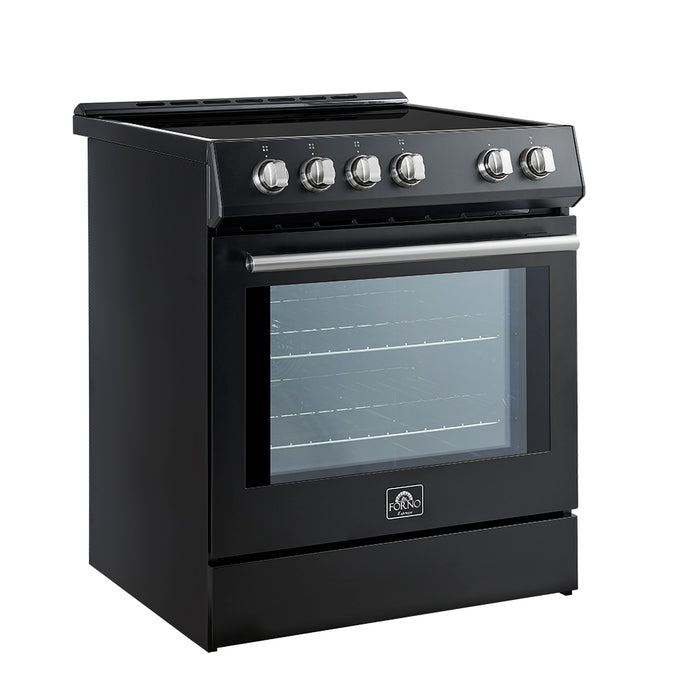 Forno Leonardo Espresso 30-Inch Slide-In Black Induction Range, Convection Oven, 5 Cooking Zones, Touch Control Panel