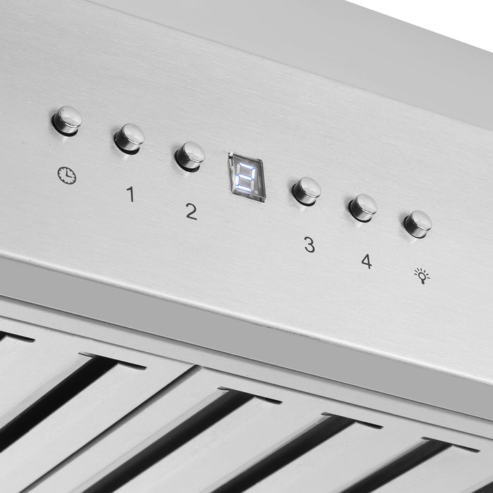 Forno Coppito 36-Inch Island Range Hood, Stainless Steel, LED Lighting, Adjustable Fan Speeds