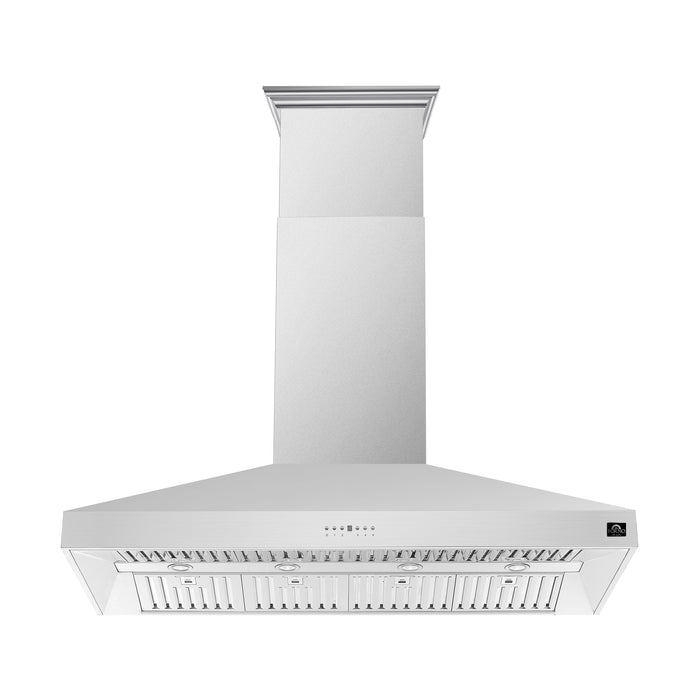 Forno Coppito 60-Inch Island Range Hood, Stainless Steel, LED Lighting, Adjustable Fan Speeds