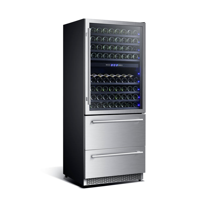 Forno Capraia  Triple Temperature Zone Wine Cooler 6.25 cu.ft, Up to 144 Bottles, Two Refrigerated Drawers, Adjustable Temperature Zones