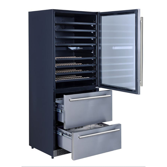 Forno Capraia  Triple Temperature Zone Wine Cooler 6.25 cu.ft, Up to 144 Bottles, Two Refrigerated Drawers, Adjustable Temperature Zones