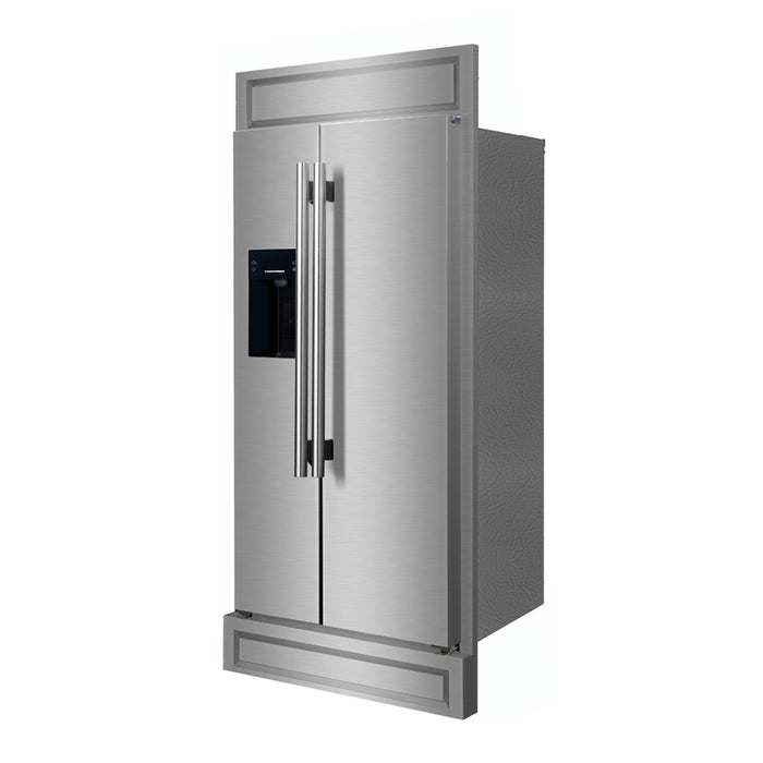 Forno Salerno Built-In Stainless Steel Refrigerator, 20 cu.ft, Modern Decorative Grill, ENERGY STAR Certified
