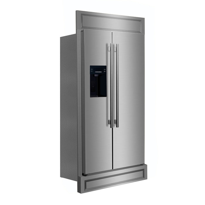Forno Salerno Built-In Stainless Steel Refrigerator, 20 cu.ft, Modern Decorative Grill, ENERGY STAR Certified