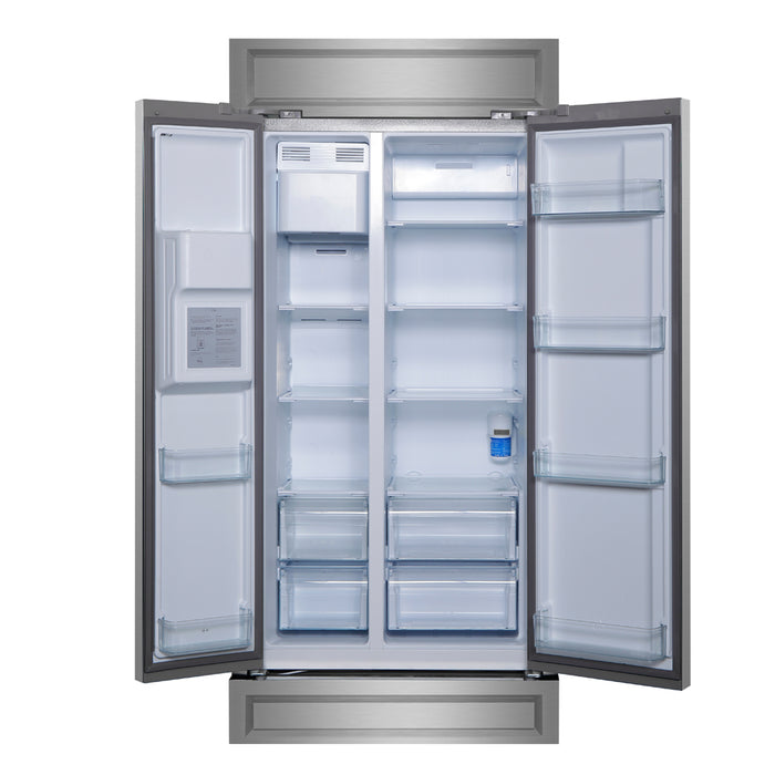 Forno Salerno Built-In Stainless Steel Refrigerator, 20 cu.ft, Modern Decorative Grill, ENERGY STAR Certified