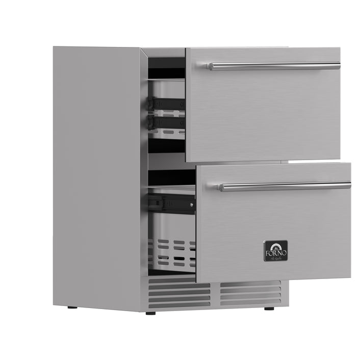 Forno Como Indoor Outdoor Drawer Refrigerator, 4.87 cu.ft, Stainless Steel Interior, Adjustable Shelves, LED Lighting