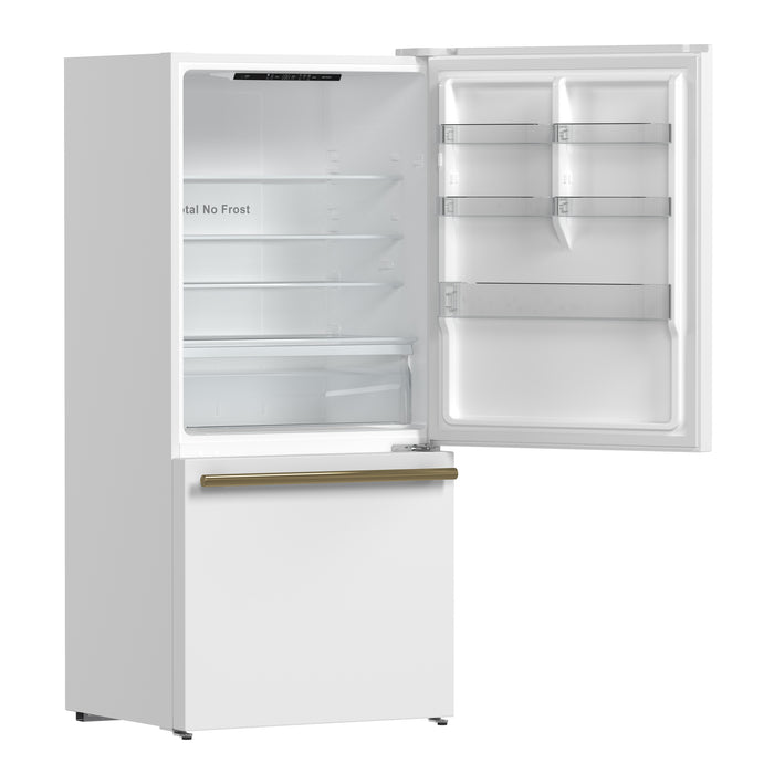 Forno Milano Espresso 31-Inch Bottom Freezer Refrigerator, White, 17.2 cu.ft Capacity, Energy Efficient