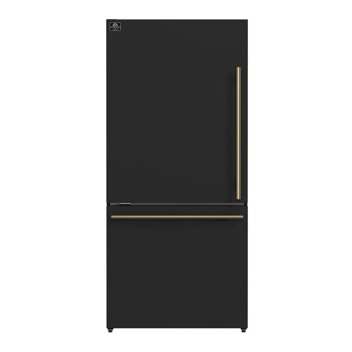 Forno Milano Espresso 31-Inch Black Bottom Freezer Refrigerator, 17.2 Cu. Ft., Energy-Efficient, No Frost, Built-In Ice Maker