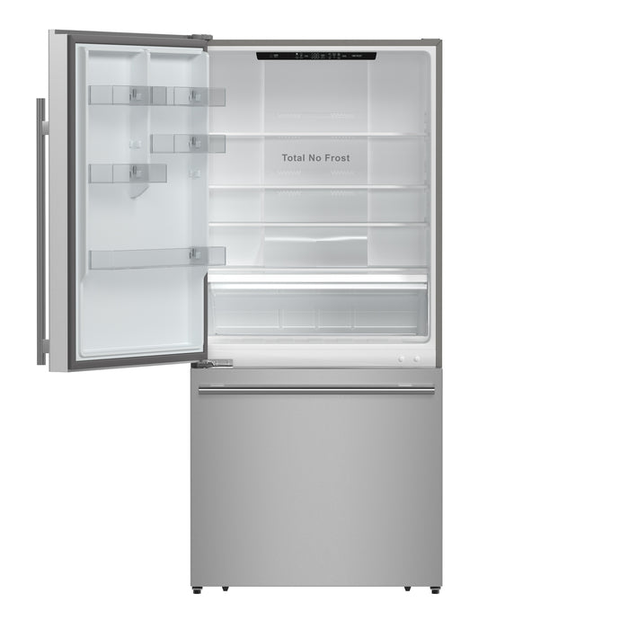 Forno Milano Espresso 31-Inch Stainless Steel Bottom Freezer Refrigerator, 17.2 cu.ft., Built-In Ice Maker, ENERGY STAR