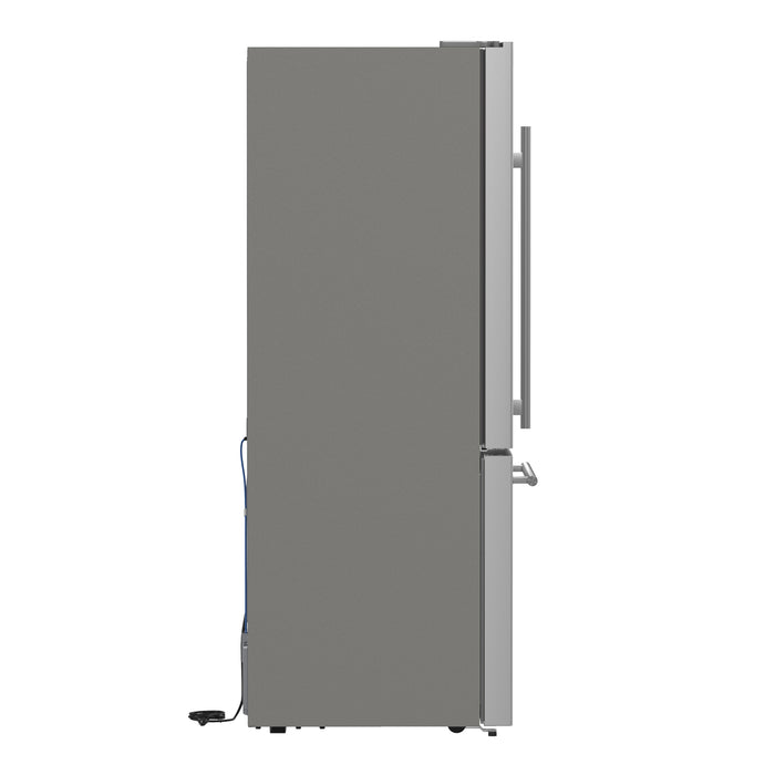 Forno Milano Espresso 31-Inch Stainless Steel Bottom Freezer Refrigerator, 17.2 cu.ft., Built-In Ice Maker, ENERGY STAR