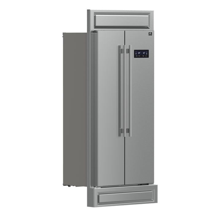 Forno Salerno Built-In Stainless Steel Refrigerator, 15.6 cu.ft, Modern Decorative Grill, ENERGY STAR Certified