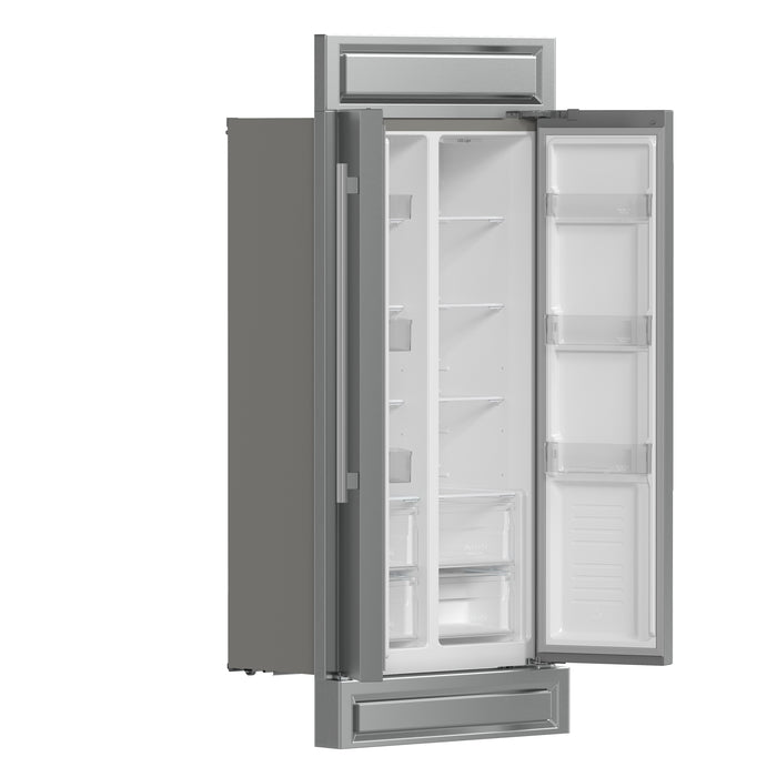 Forno Salerno Built-In Stainless Steel Refrigerator, 15.6 cu.ft, Modern Decorative Grill, ENERGY STAR Certified