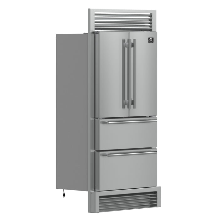 Forno Moena French Door Refrigerator, Stainless Steel, 19.2 cu.ft, Decorative Grill, ENERGY STAR Certified