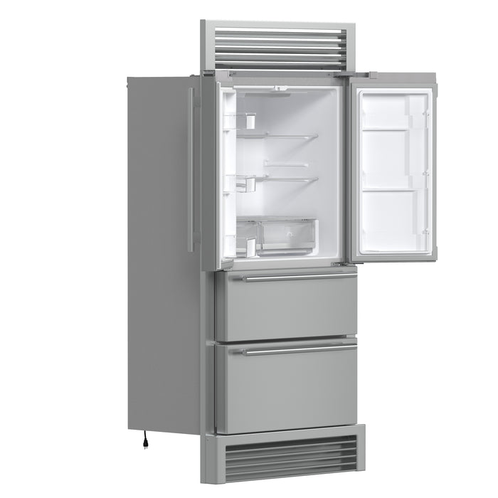 Forno Moena French Door Refrigerator, Stainless Steel, 19.2 cu.ft, Decorative Grill, ENERGY STAR Certified