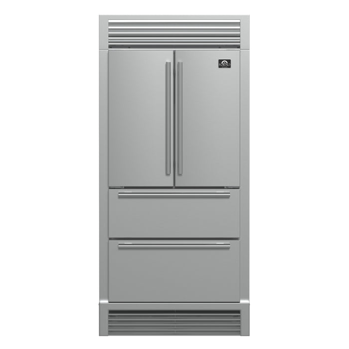 Forno Moena French Door Refrigerator, Stainless Steel, 19.2 cu.ft, Decorative Grill, ENERGY STAR Certified