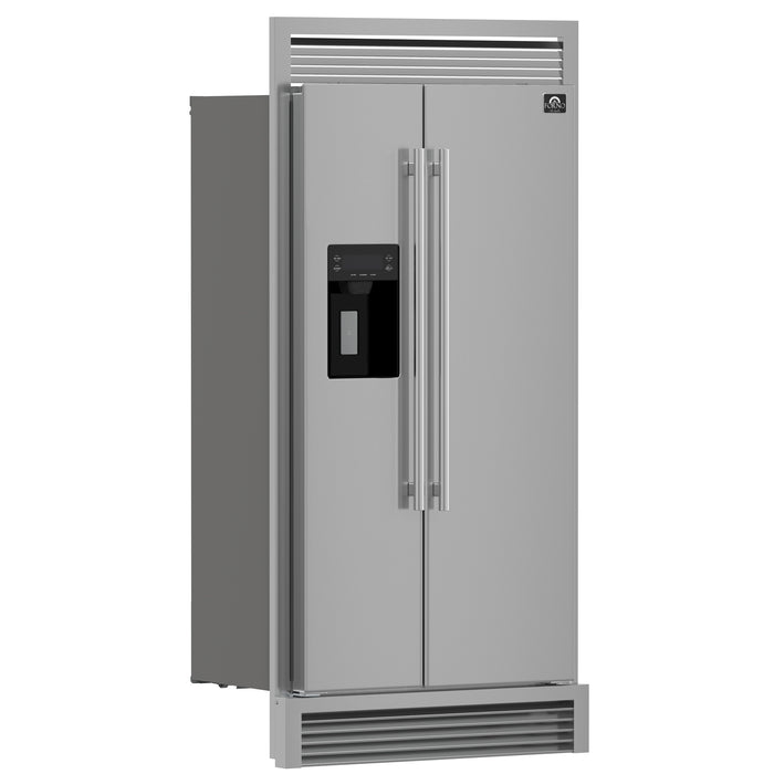 Forno Salerno 40-Inch Built-In Stainless Steel Refrigerator, 20 cu.ft, Decorative Grill, ENERGY STAR Certified