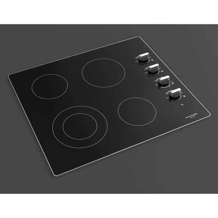 Fulgor Milano 24-Inch Distinto Built-In Electric Cooktop, 300 Series, 4 Cooking Zones, Manual Knob Control - Builder Only