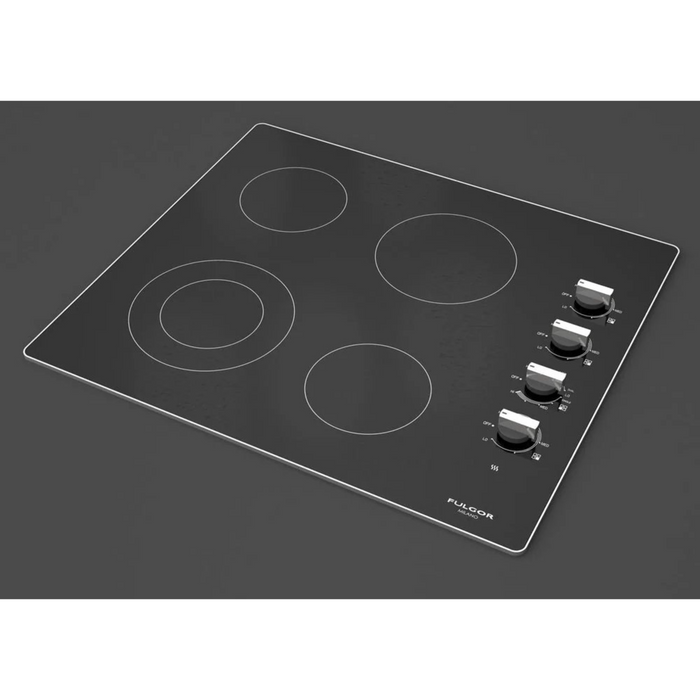 Fulgor Milano 24-Inch Distinto Built-In Electric Cooktop, 300 Series, 4 Cooking Zones, Manual Knob Control - Builder Only