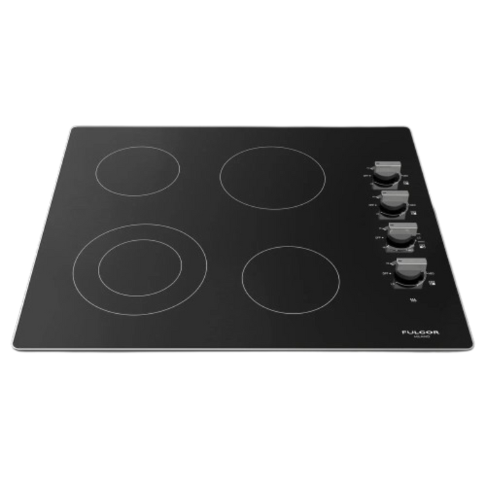 Fulgor Milano 24-Inch Distinto Built-In Electric Cooktop, 300 Series, 4 Cooking Zones, Manual Knob Control - Builder Only