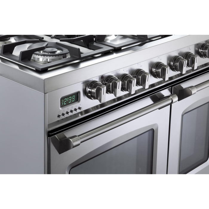 Verona Prestige 36-Inch Freestanding Stainless Steel Dual Fuel Double Oven Range With 5 Burners, 3.9 Cu. Ft. Total Capacity Convection Oven And Precision Cooking
