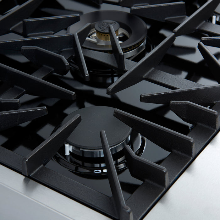 Giovanni 30-inch Gas Range White & Antique Brass Design, 5 Burners 67,000 BTU, 4.32 cu.ft. Convection Oven