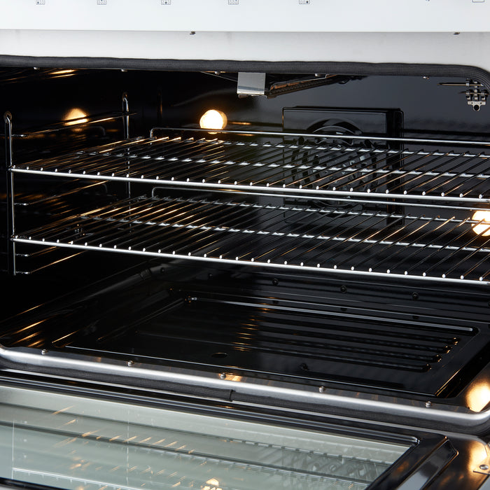Marco 36-Inch Gas Range White & Antique Brass Design, 6 Burners 67,000 BTU, 5.36 cu.ft. Convection Oven
