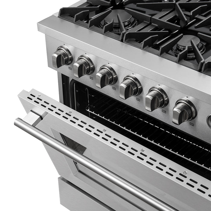 Marco 36-Inch Gas Range Stainless Steel, 6 Burners 67,000 BTU, 5.36 cu.ft. Convection Oven