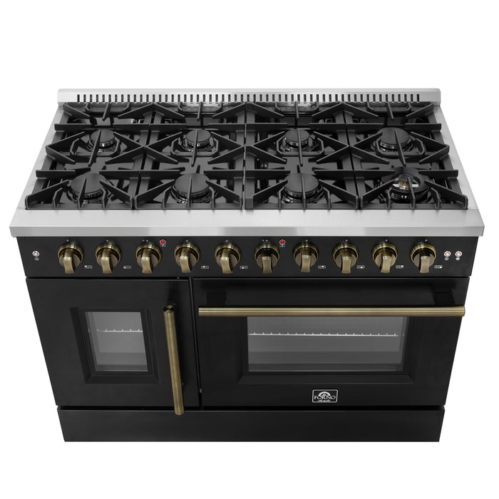 Forno Galiano 48" Freestanding French Door Gas Range in Black