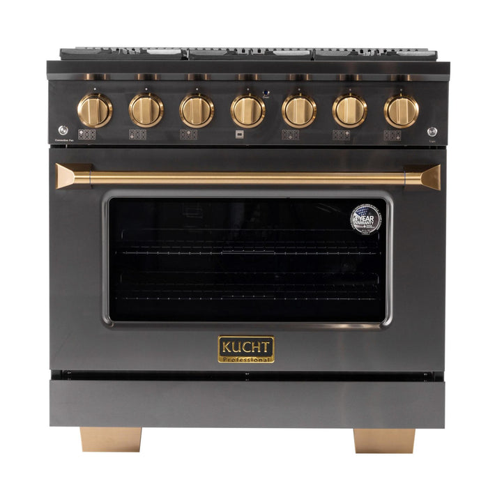 Kucht 364 36” Pro Class Dual Fuel Range in Dark Titanium Stainless Steel