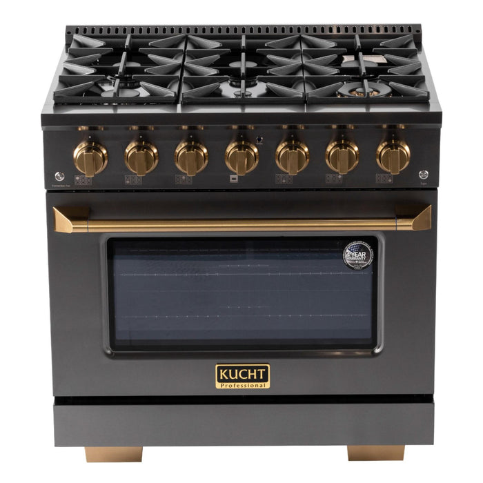Kucht 363 36" Pro Class Gas Range in Dark Titanium Stainless Steel