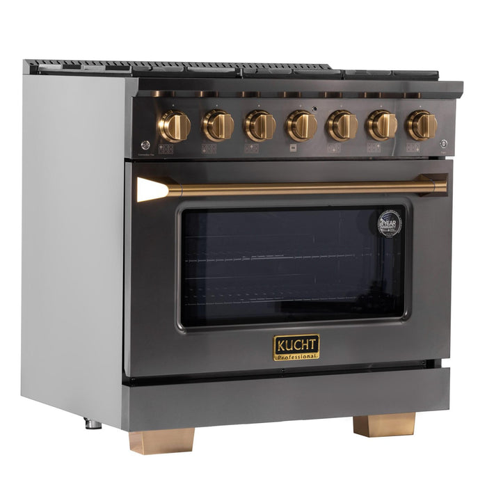 Kucht 364 36” Pro Class Dual Fuel Range in Dark Titanium Stainless Steel