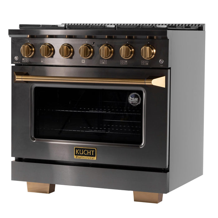 Kucht 364 36” Pro Class Dual Fuel Range in Dark Titanium Stainless Steel