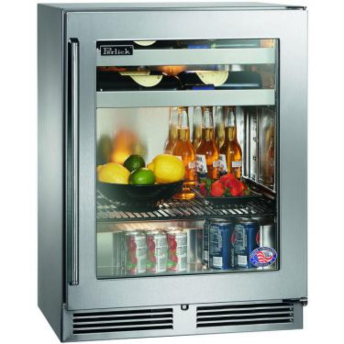 Perlick Signature Series 18" Shallow Depth Outdoor Beverage Center, Stainless Steel Glass Door