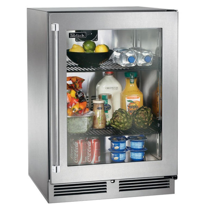 Perlick Signature Series 3.1 cu.ft Shallow Depth Outdoor Refrigerator, Stainless Steel Glass Door