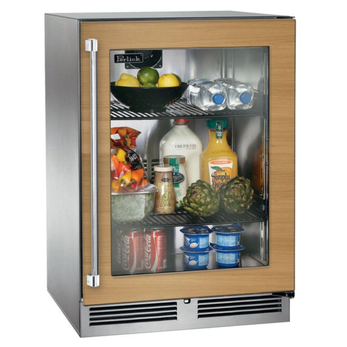 Perlick Signature Series 3.1 cu.ft Shallow Depth Outdoor Refrigerator, Panel-Ready Glass Door