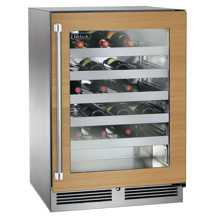 Perlick Signature Series 18" Shallow Depth Outdoor Wine Reserve, Panel-Ready Glass Door