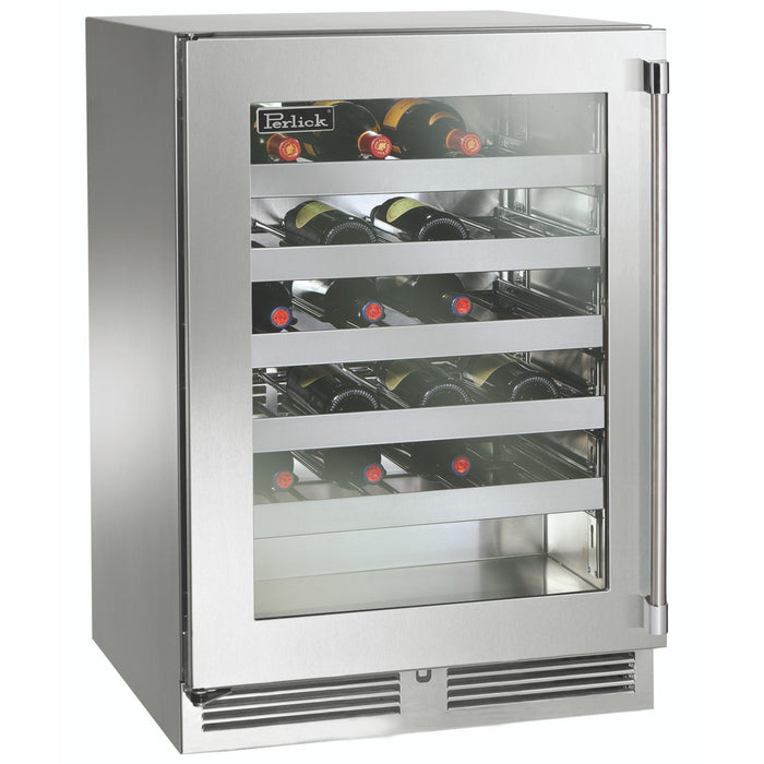 Perlick Signature Series 18" Shallow Depth Indoor Wine Reserve, Stainless Steel Glass Door