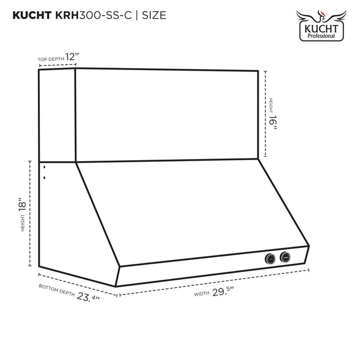 Kucht KRH360-SS-C Wall Mount Range Hood in Stainless Steel