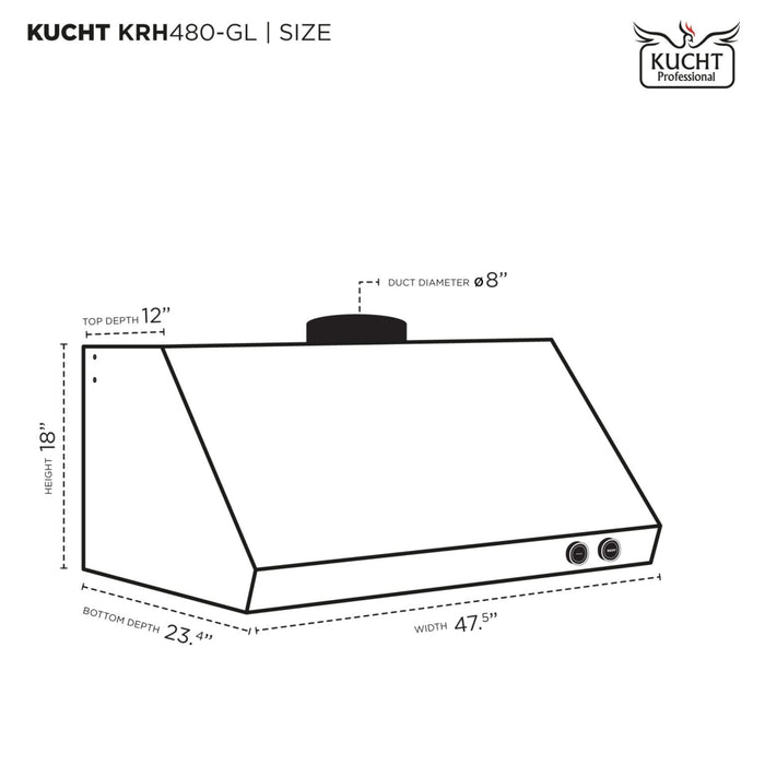 Kucht KRH480-GL Under Cabinet Range Hood in Dark Titanium Stainless Steel