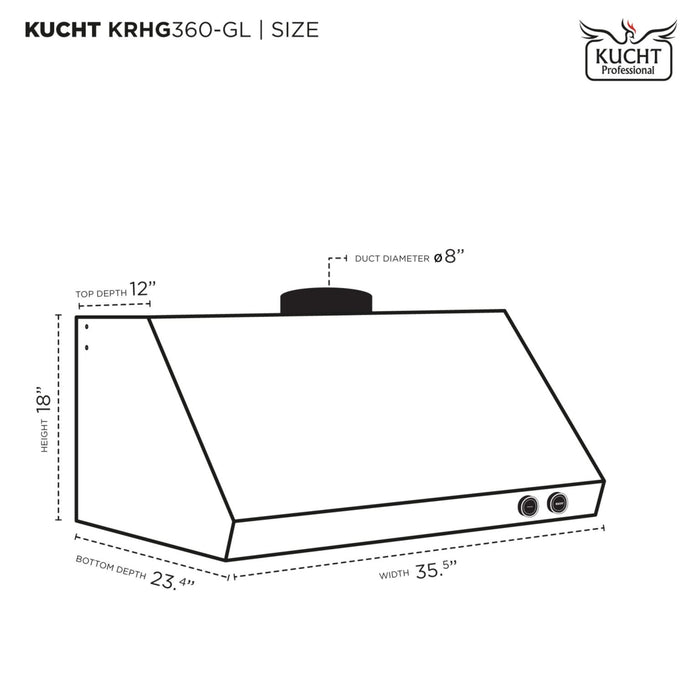 Kucht KRHG480-GLL Under Cabinet Range Hood in Dark Titanium Stainless Steel