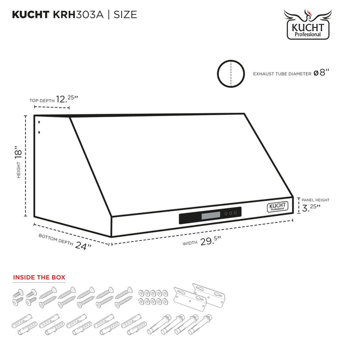 Kucht KRH 303A Under Cabinet Range Hood in Dark Titanium Stainless Steel