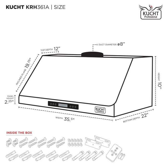 Kucht KRH 361A Under Cabinet Range Hood in Dark Titanium Stainless Steel