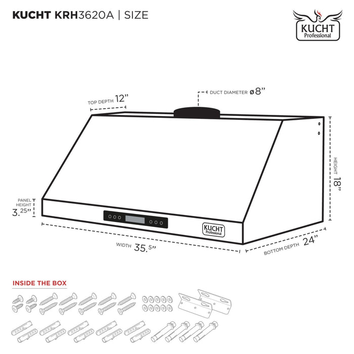 Kucht KRH 4820A Under Cabinet Range Hood in Dark Titanium Stainless Steel