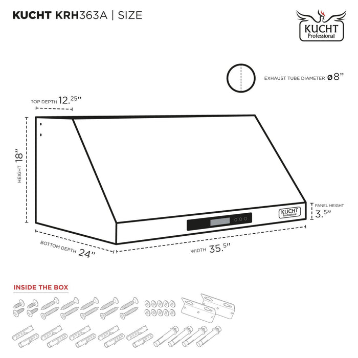 Kucht KRH 363A Under Cabinet Range Hood in Dark Titanium Stainless Steel
